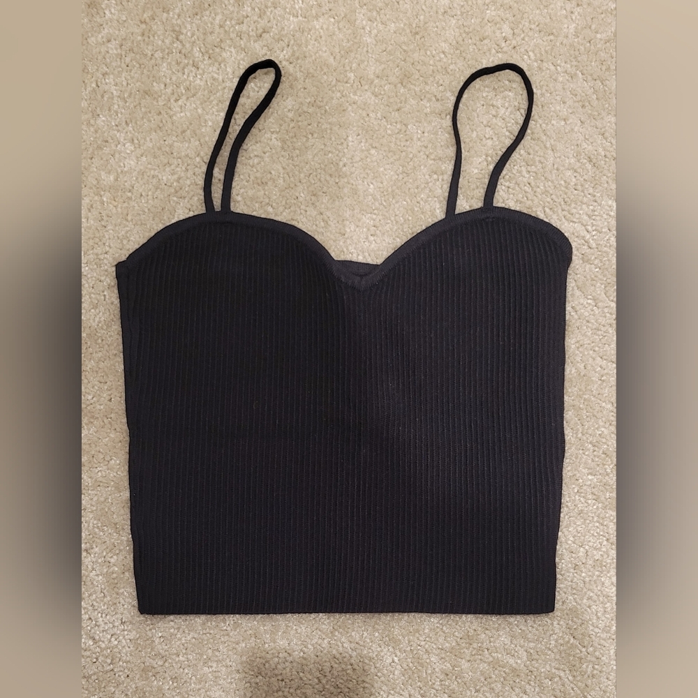 OAK + FORT Black Ribbed Camisole